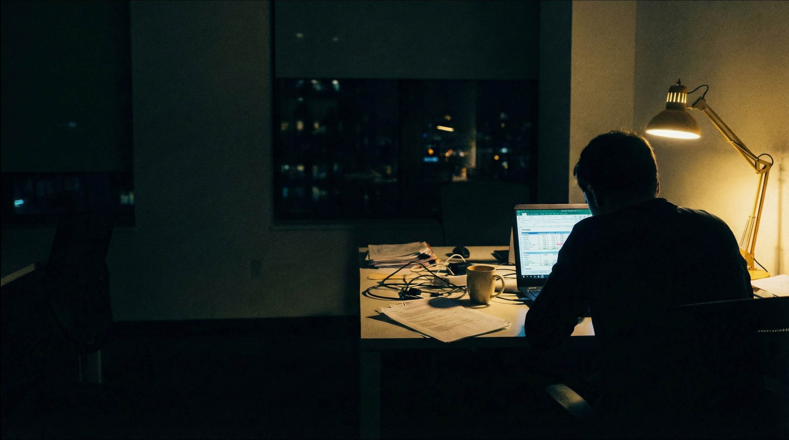 Person working late at night